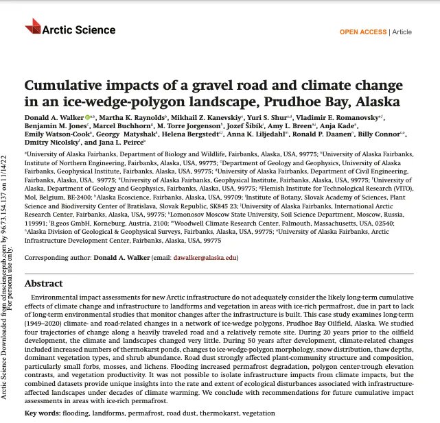 arcticdatactr's tweet photo. This #Wednesdayhighlight is a @uafairbanks publication on ice-wedge polygon morphology's interaction of #Arctic infrastructure and landscapes explored in the @ArcticScienceJ. Check out our Ice-Rich Permafrost Systems portal to read more! https://t.co/267ayZLVef https://t.co/Fbgg4aZKAi