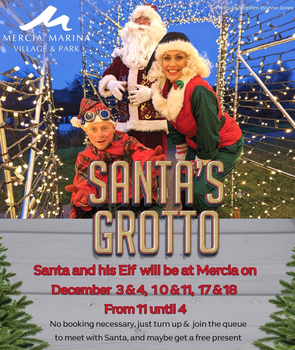 🎅 Saturday and Sunday is Santa time at Mercia Marina.
No booking is necessary, just turn up &amp;  join the queue to meet with Santa, and maybe get a free present  ✨🎁 What's on your list this year? ✍️
