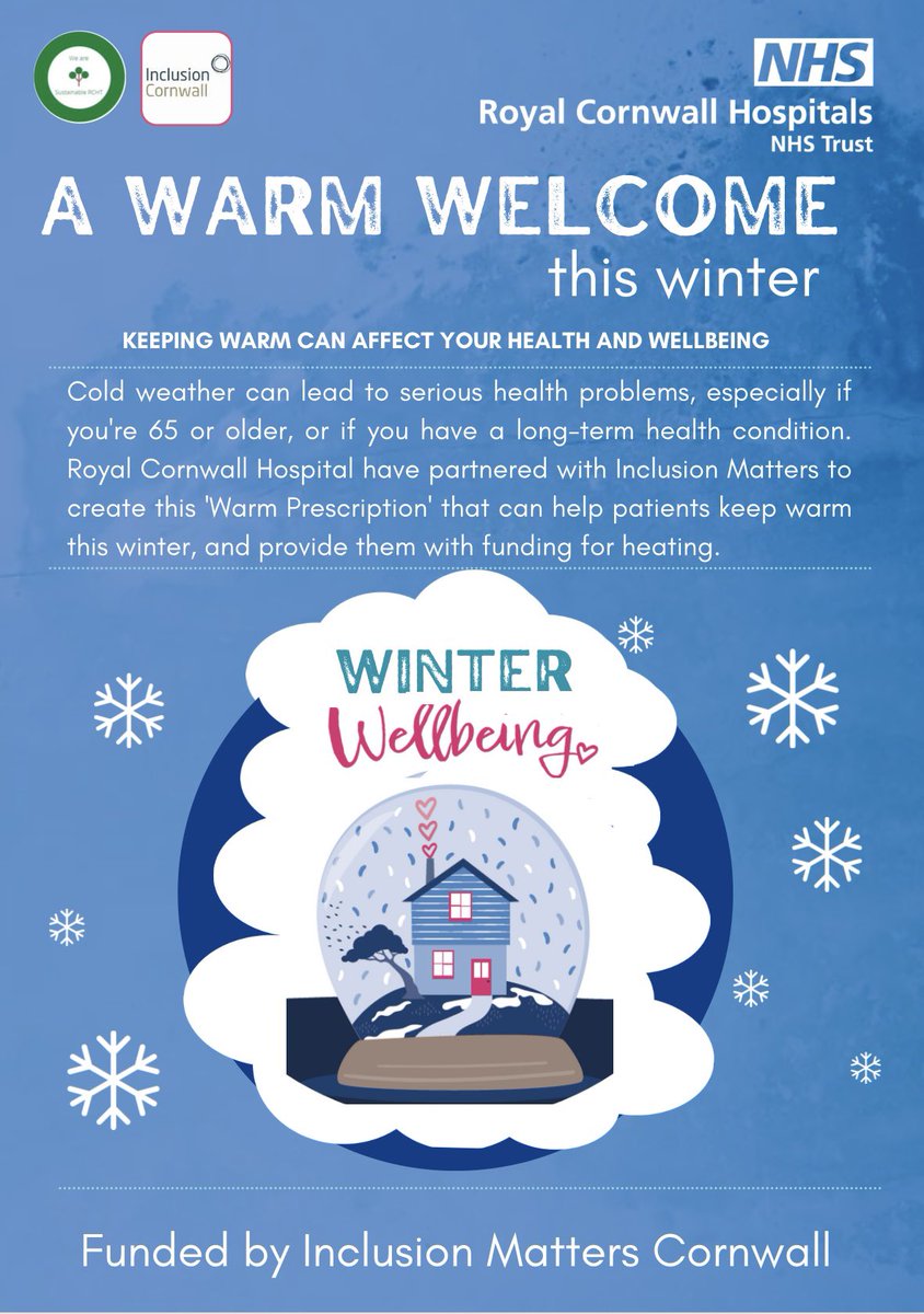🌎❄️Many places across the UK this winter will be experiencing fuel poverty &amp; getting unwell as a result. Cornwall is no exception. So, we’re issuing a trial for “Warm Prescriptions” to prescribe HEATING in order to prevent readmissions. Keeping our patients at home &amp; healthy❄️🌎