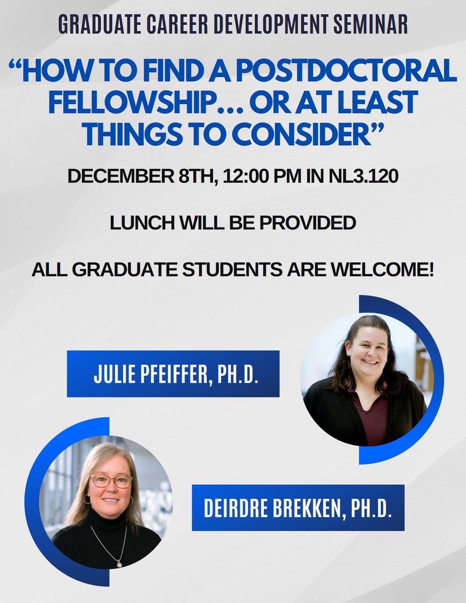 UTSWGradSchool's tweet photo. βΌοΈ #UTSWGradStudents βΌοΈ Looking into continuing your career in scientific research? Join Drs. Brekken and Pfeiffer TOMORROW to learn more on finding Postdoc Fellowships & more. https://t.co/Ccpzsbt5GF