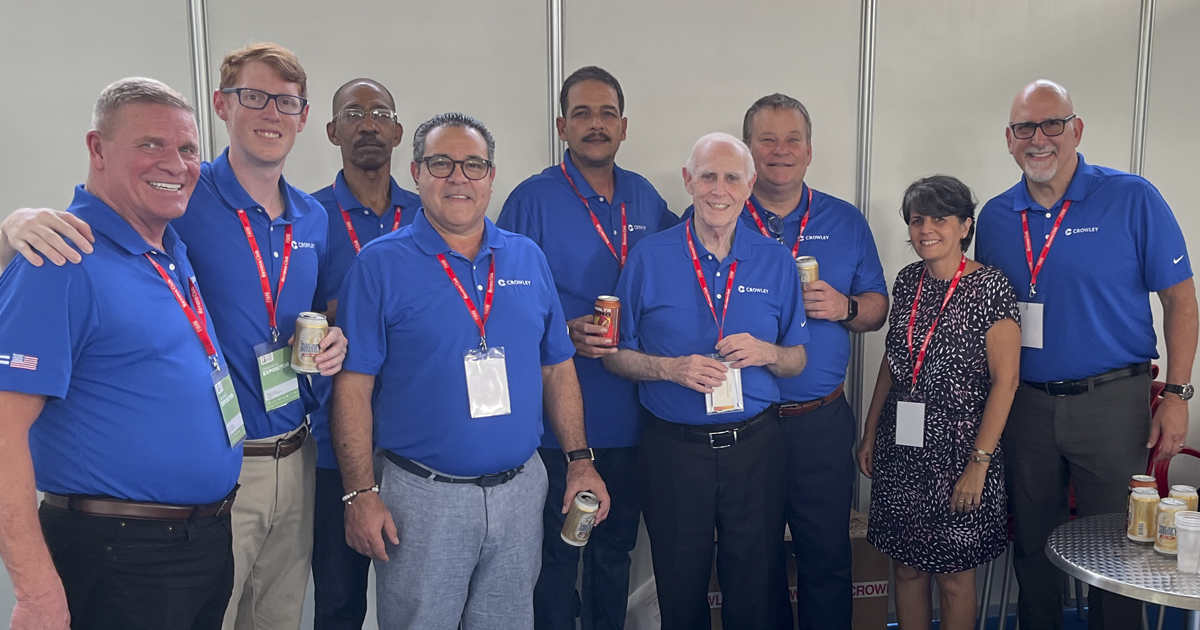 CrowleyMaritime's tweet photo. We attended the 38th year of the Trade Fair in Cuba. We've served the full container needs of Cuba since 2001 &amp; today, we help families stateside send their relatives critical &amp; approved items like wheelchairs, medications, &amp; home repair supplies. https://t.co/aGR0FTT43j