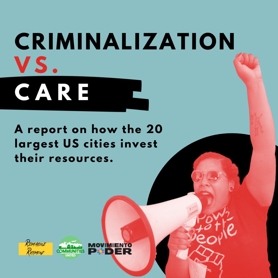 CommsUnited's tweet photo. Yesterday @movimientopoder, @ReimagineRich, @SocialMovementSupportLab, and @CommsUnited  released a report showing the 20 largest US cities &amp; their counties, have spent a total of $37.9 billion on the #MassCriminalization System in 2022!  https://t.co/WEOByoWtWJ https://t.co/FWoN6NSLKU
