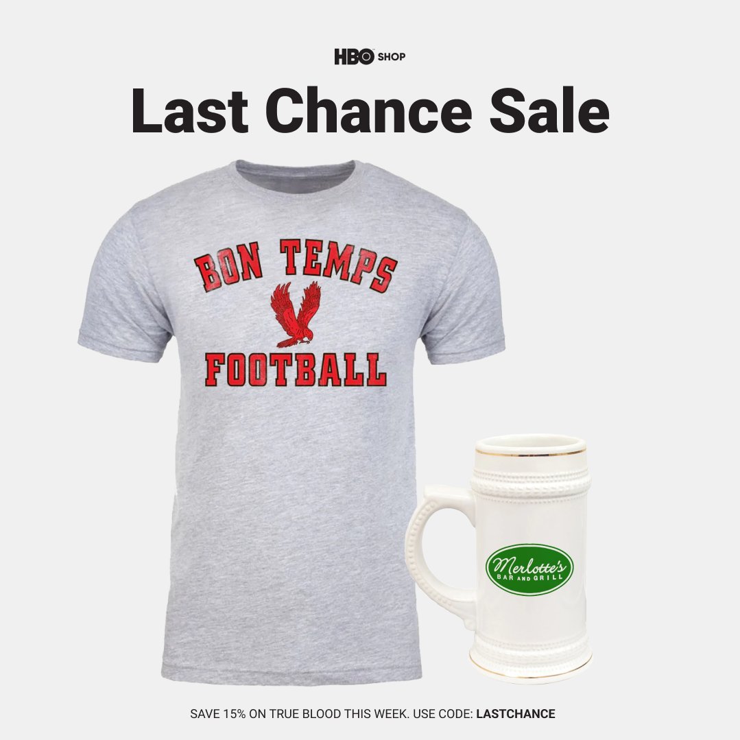 Bring a little bit of Bon Temps home with you. Now is your last chance to shop and save -- take 15% off the HBO Shop through 12/10 with code: LASTCHANCE Head here to shop: itsh.bo/twc22-trueblood