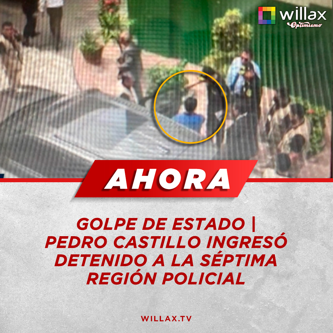 willaxtv's tweet photo. #AHORA #GolpeDeEstado | El dictador Pedro Castillo, quien disolvió de manera inconstitucional el Congreso de la República, ingresó detenido este miércoles a la Séptima Región Policial.
Lee más aquí 👉 https://t.co/HABussoJEh https://t.co/NlGREjznnQ