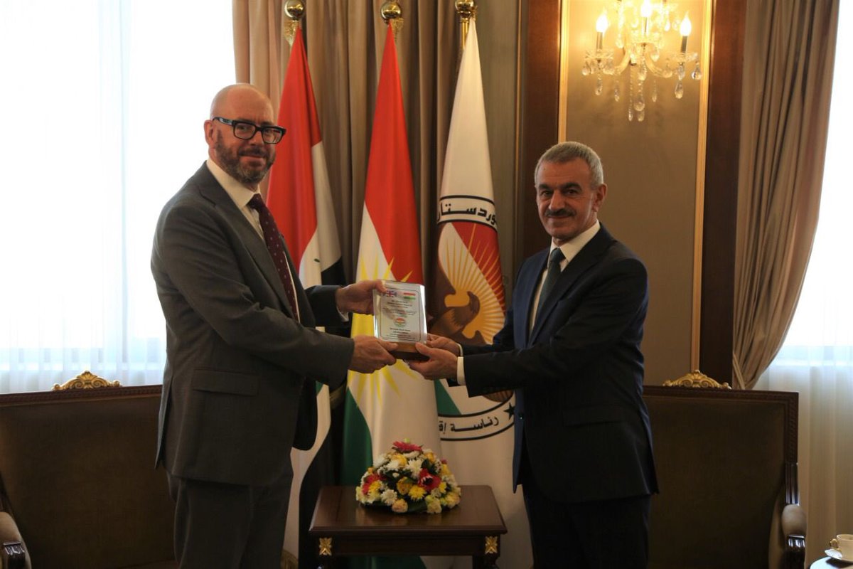 Meeting with David Hunt, UK Consul General, at the end of his mission in KRI. We discussed the latest political developments in the country and wished him success in his new post.