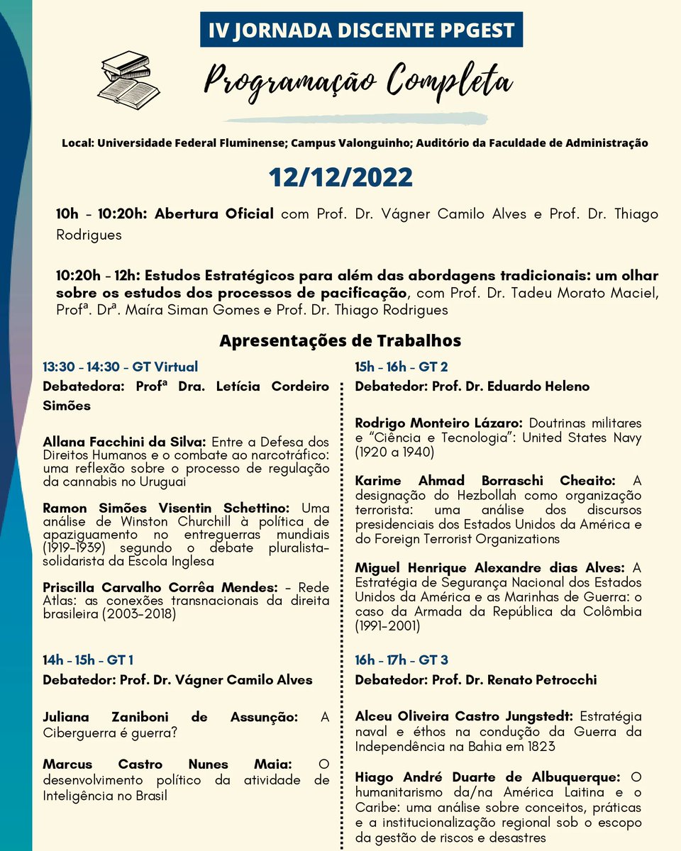 ⭐️ EVENTO ⭐️

Ocorrerá na próxima segunda, no dia 10/12, à partir das 10:00. Ela será sediado na UFF, Campus Valonguinho, no auditório da Faculdade de Administração.

Aguardamos vocês!

#PPGEST #UFF2022 #INEST #ivjornadadiscente #aguardamosvcsla #curte #comenta #compartilha