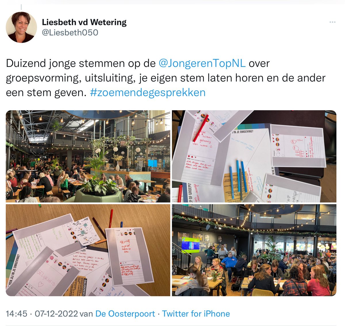 Vandaag was een 3e ⁦<a href="/JongerenTopNL/">JongerenTop</a>⁩ in ⁦<a href="/provgroningen/">Provincie Groningen</a>⁩. 
Van jongs af aan je stem kunnen laten horen doet ertoe. #gehoordworden
Uitdaging: hoe geven we de stem van jongeren structureel een plek bij het maken van plannen voor hún toekomst…?
