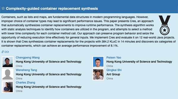 QingkaiS's tweet photo. Happy to hear that the work done last year when I was with Sourcebrella (acquired by Ant Group) won OOPSLA distinguished paper award. Congrats to all co-authors! @Chasen86341870 @PeisenYao @LegendTang https://t.co/fLpn2LvGft