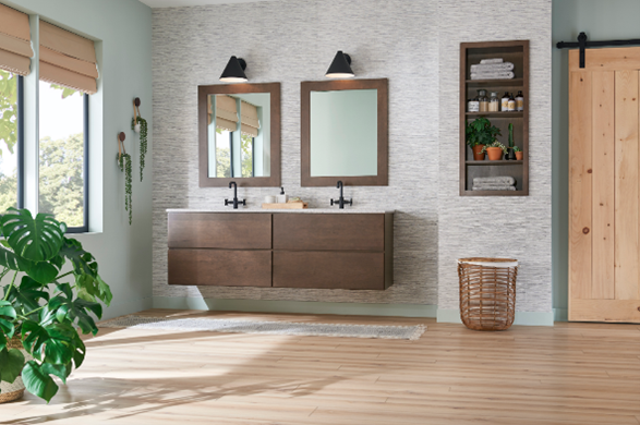WellbornCabinet's tweet photo. A3) #wellborncabinet loves a minimalist modern look. That design style really capitalizes on luxury and makes every bathroom look fantastic. #KBtribechat https://t.co/sgW9i478h6