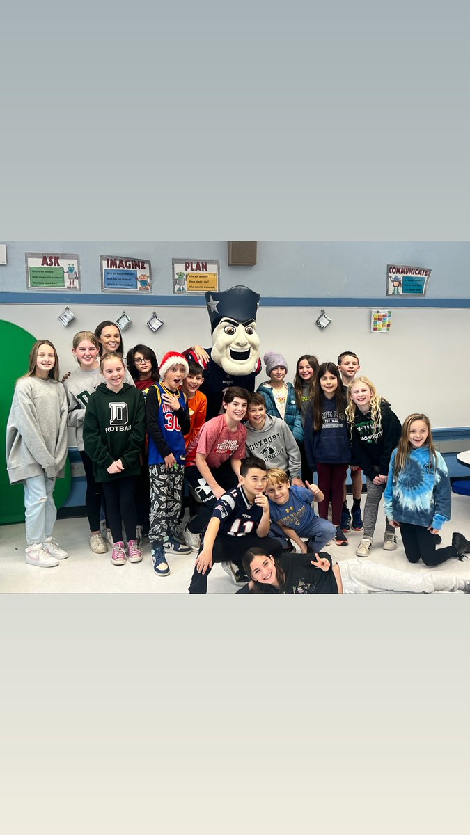 TeamMcArmstrong's tweet photo. Pat the Patriot came to visit! 🏈 https://t.co/D0HTcAL6YF
