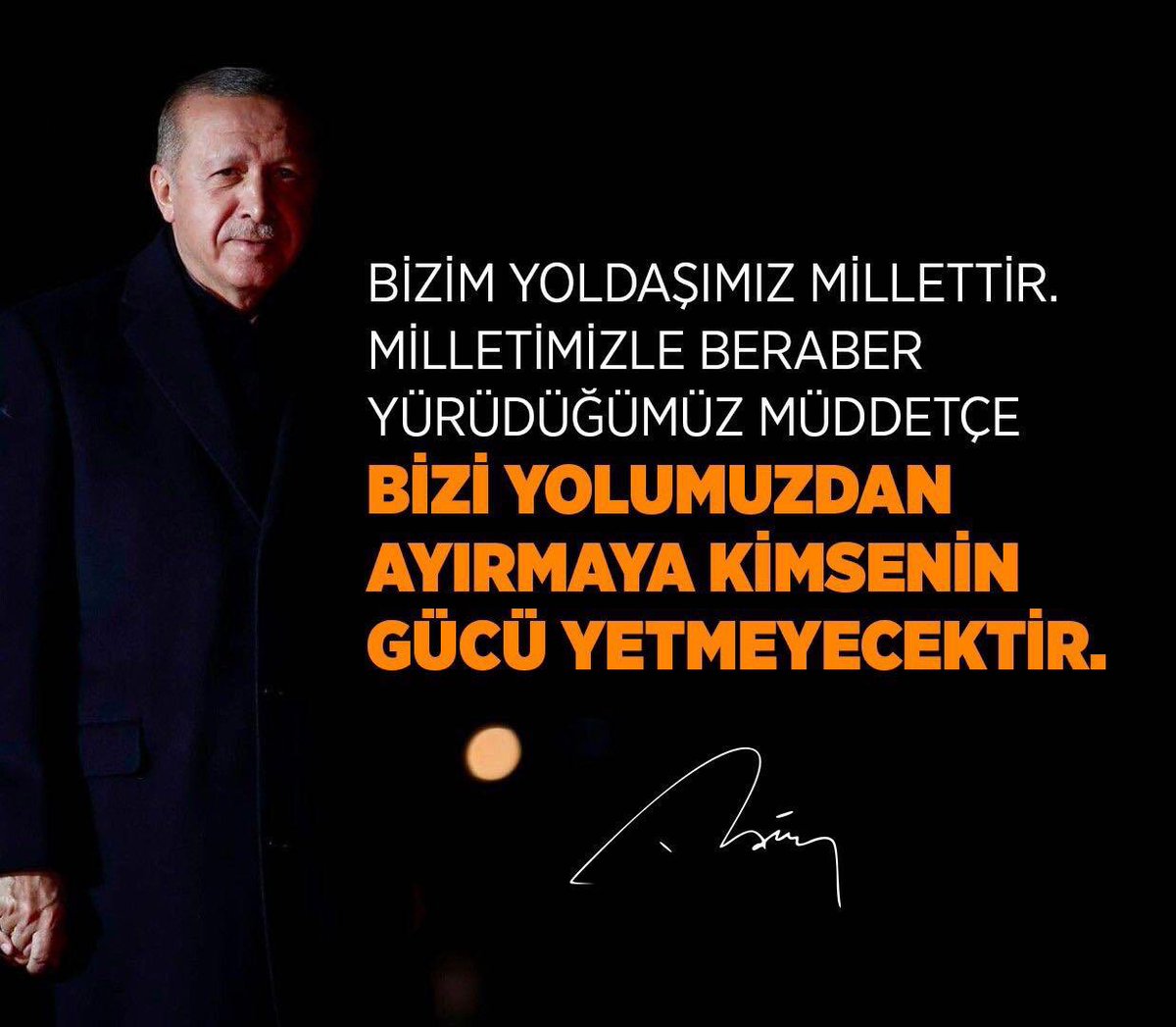 “Bizim yoldaşımız millettir. Milletimizle beraber yürüdüğümüz müddetçe bizi yolumuzdan ayırmaya kimsenin gücü yetmeyecektir” 

<a href="/RTErdogan/">Recep Tayyip Erdoğan</a> 

Kahramanmaraş #AkParti