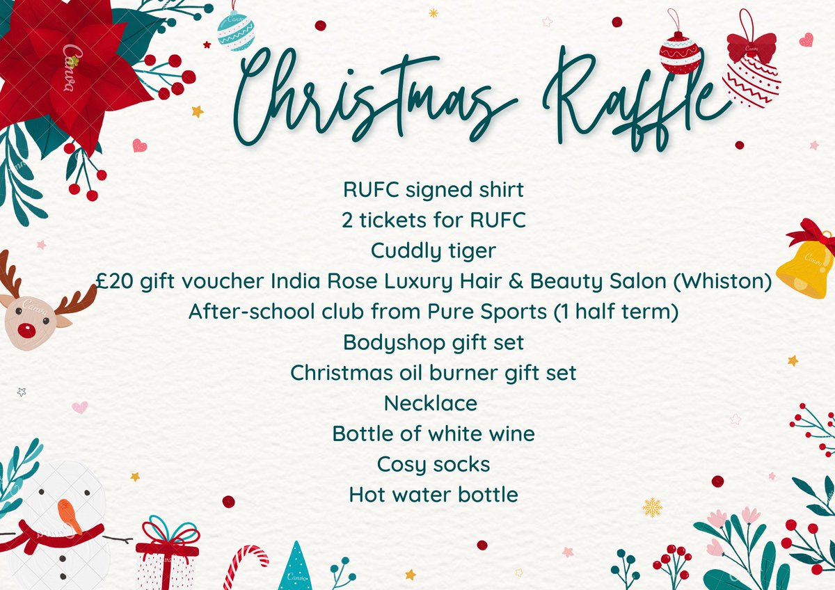 We have some wonderful raffle prizes for our Christmas raffle. Tickets will be on sale next week during each Christmas performance. Big thank you to all the companies who have donated 🥰🎅🎄<a href="/BramleyJunior/">Bramley Sunnyside Junior School</a>