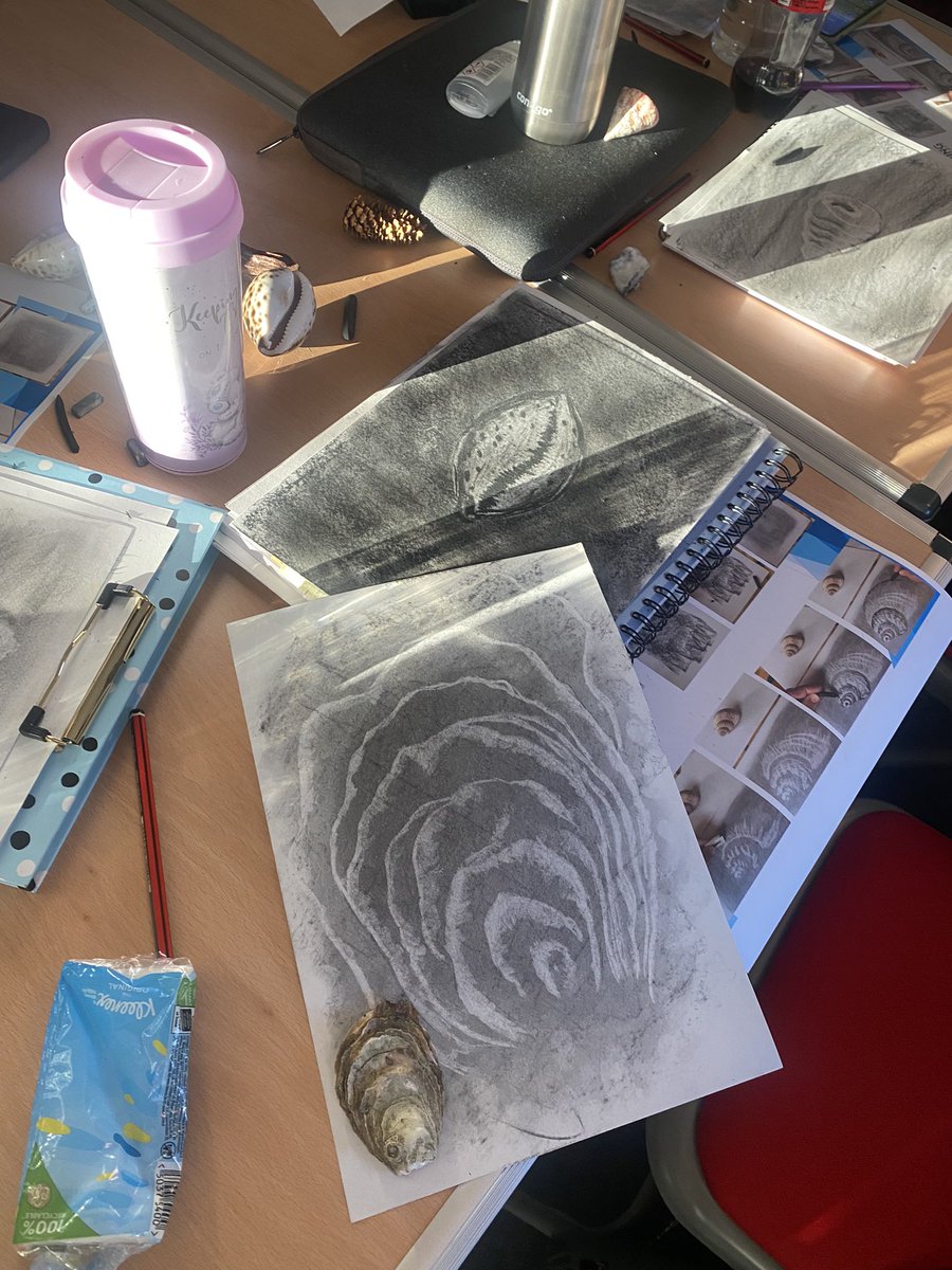 MissABuckley's tweet photo. Art training with @ManchesterSCITT loved learning about how important Art is in school and came away with lots of ideas to use from EYFS-Y6. I also found the shell drawing very therapeutic after a hectic 2 weeks🐚🎨 https://t.co/wMg4A58PcT