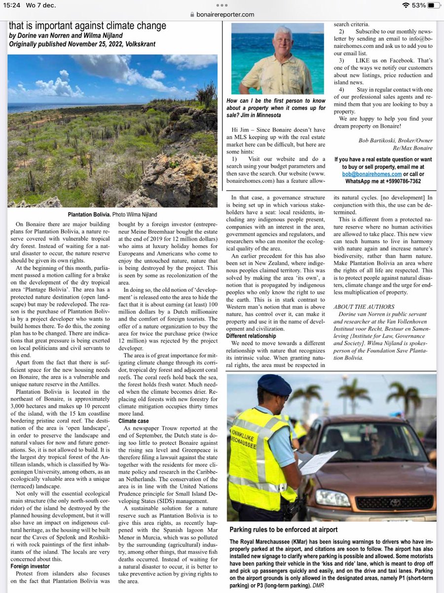 Today in Bonaire reporter #rightsofnature plantation Bolivia