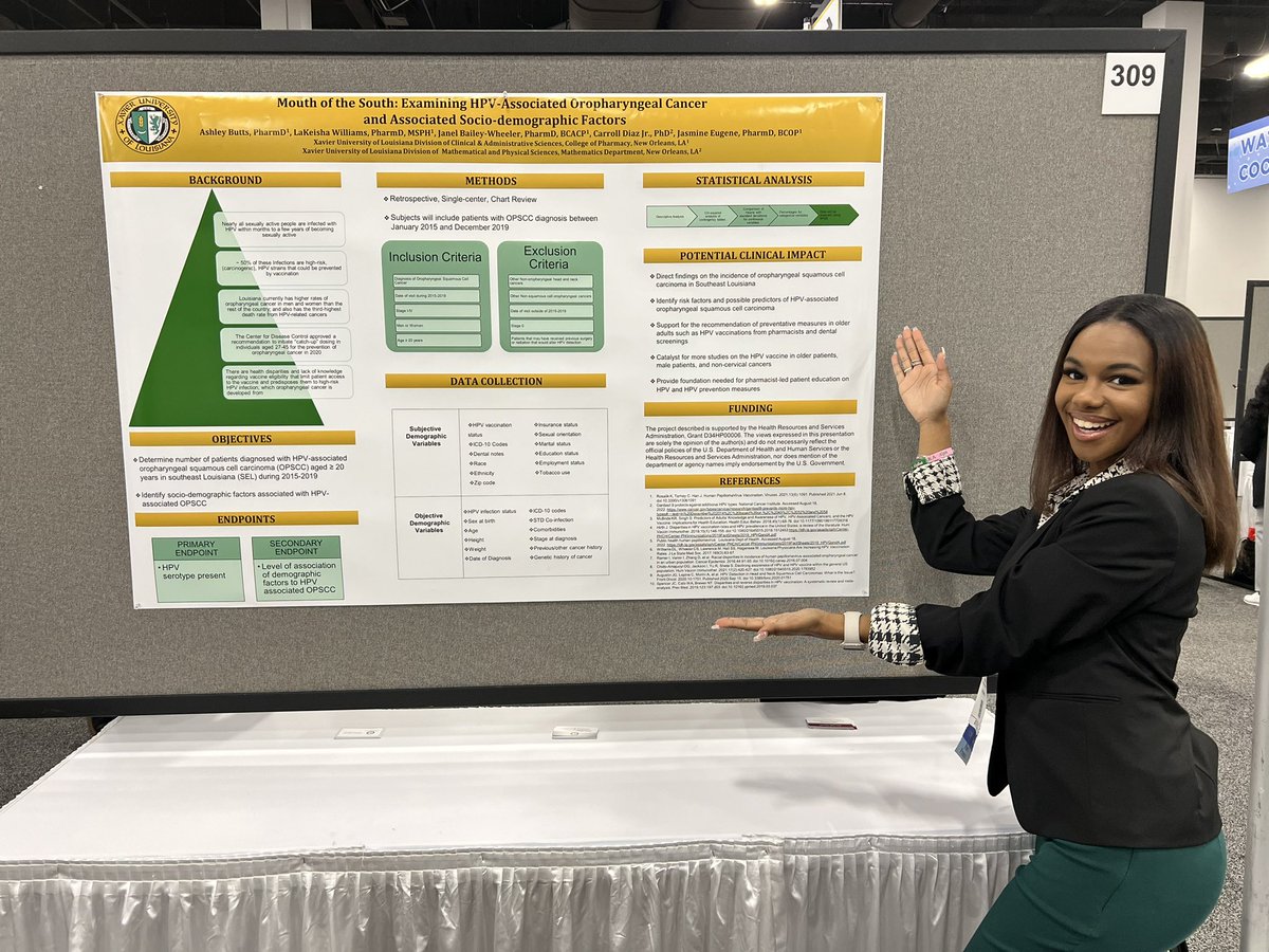 Mouth of the South: Examining HPV- Associated  Oropharyngeal Cancer and Associated Socio-demographic Factors 💊✨ #ASHPMidyear #MOREThanAMeeting #PharmBae #PGY1Resident #TwitteRx #XULA #XULAPharmacy