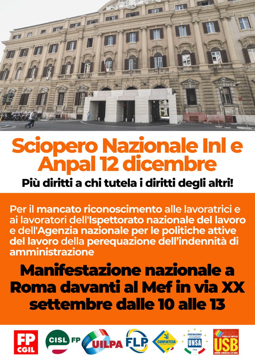 MicappeMc's tweet photo. 12 dicembre sciopero:Il governo deve ridare dignità ai lavoratori dell'Ispettorato basta diseguaglianze!
#tutelachititutela
#ispettoratodellavoro
#sciopero12Dicembre
@CalderoneMarina 
@INL_gov 
@MinLavoro 
@GiorgiaMeloni 
@quirinale
@cgilnazionale
@uilofficial
@FpCgilNazionale https://t.co/86ppkehpTR