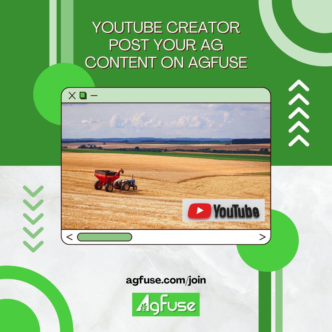 Do you create Ag-related content for YouTube? You should post it on AgFuse! agfuse.com/join