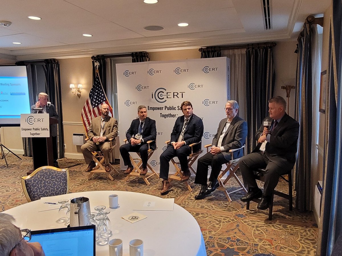 iCERT1st's tweet photo. Great panel on 911 Geolocation at the #iCERTFall member meeting. Thanks to Eric Hagerson w/@TMobile for moderating. Also to panelists Rob Clark w/@NextNav, John Brosowsky w/@_GeoComm, Matt Dondanville w/@DATAMARKGIS, John Foley w/@SaferBuildings, and Brendan O'Brian w/@ZetronInc https://t.co/WJbm7JRxEz
