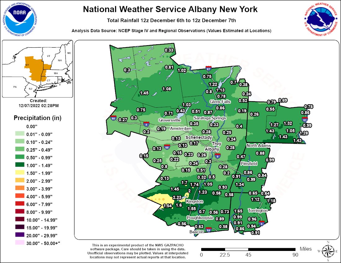 NWS Albany on Twitter "Here's a look at the 24 hour rainfall totals starting from 7 AM