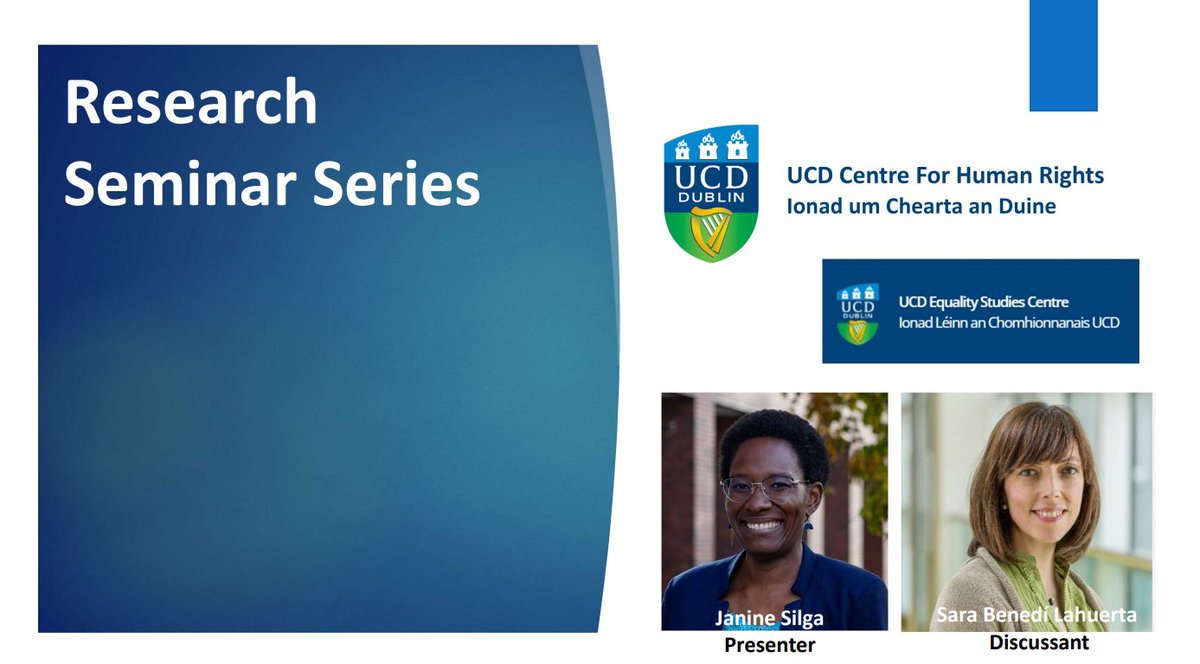 UCD Centre for HRts (@ucdcentrehrts) on Twitter photo Last <a href="/UCDCentreHRts/">UCD Centre for HRts</a> Research Seminar of the season! co-organised with <a href="/UCDEqualStudies/">Equality Studies UCD</a>
On Friday 9 Dec, 1-2pm, L013 <a href="/UCDLawSchool/">UCD Sutherland School of Law</a>
with Dr. Janine Silga (DCU) presenter and
@Sara_Benedi_L discussant.
Join us in-person or via Zoom
For registration, contact marieluce.paris@ucd.ie Last <a href="/UCDCentreHRts/">UCD Centre for HRts</a> Research Seminar of the season! co-organised with <a href="/UCDEqualStudies/">Equality Studies UCD</a>
On Friday 9 Dec, 1-2pm, L013 <a href="/UCDLawSchool/">UCD Sutherland School of Law</a>
with Dr. Janine Silga (DCU) presenter and
@Sara_Benedi_L discussant.
Join us in-person or via Zoom
For registration, contact marieluce.paris@ucd.ie
