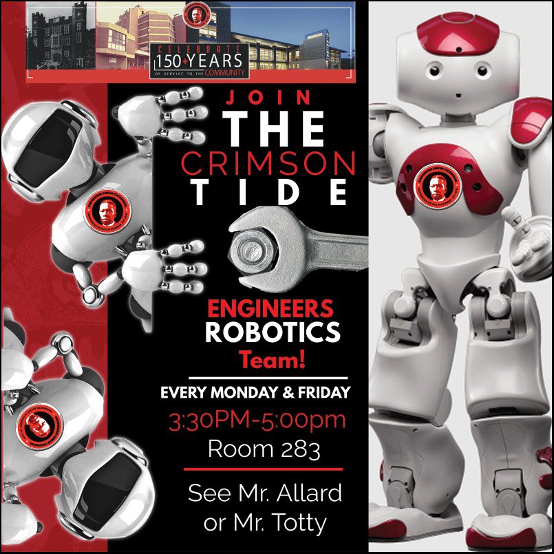 DunbarHSDC's tweet image. Dunbar is looking for ambitious &amp;amp; dedicated students to join our very own Robotics Team. Please come out every Monday &amp;amp; Friday from 3:30-5:00! See Mr. Allard or Ms. Totty if interested! 🔴⚫️
#Since1870 #WeWorkForKids