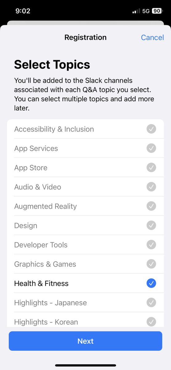 Already registered for the #AskApple Slack workspace? 

Be sure to update your registration to gain access to the newly announced health-and-fitness channel, or to read the threads in other channels you previously overlooked.