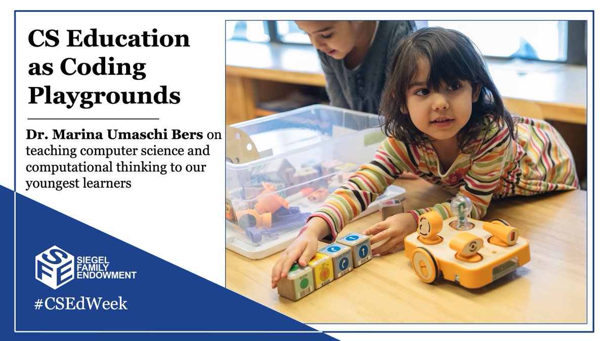 Siegel Family Endowment (@siegelendowment) on Twitter photo This #CSEdWeek we are excited to share that we sat down with <a href="/marinabers/">Marina Umaschi Bers</a> to discuss her current projects, the notion of a “coding playground,” as well as computer science and computational thinking education (and the difference between the two): siegelendowment.org/insights/artic… This #CSEdWeek we are excited to share that we sat down with <a href="/marinabers/">Marina Umaschi Bers</a> to discuss her current projects, the notion of a “coding playground,” as well as computer science and computational thinking education (and the difference between the two): siegelendowment.org/insights/artic…