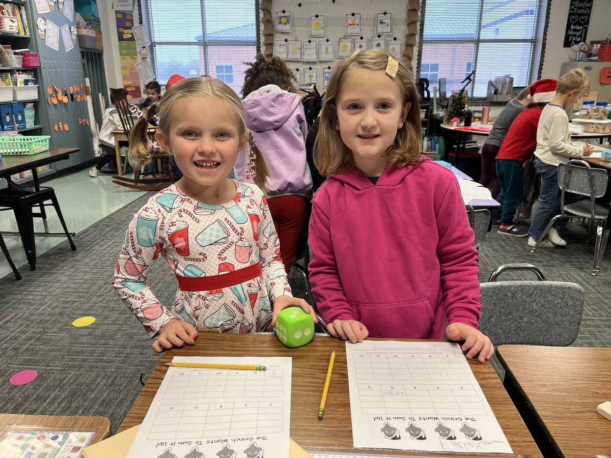 SherylBonifant's tweet photo. First Grade fun with math on Grinch Day!#GrinchDay @WillisLaneES @wles1stgrade #sumitup https://t.co/D0TYXyzZqp