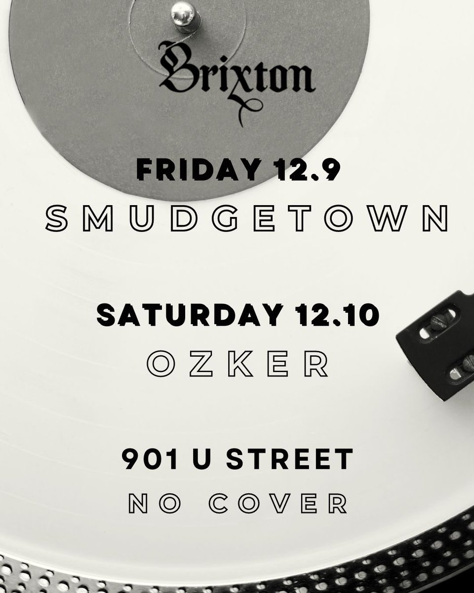 This weekend’s lineup is out!
Friday: @smudgetown 
Saturday: <a href="/OzkerDC/">OzkerDC</a> 
No cover. 
Set your reminders and join us!
901 U Street NW
#ShawDC