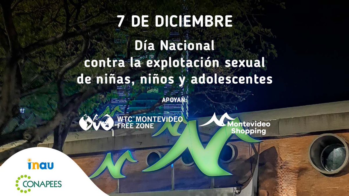 mvdshopping's tweet photo. Hoy es el Día Nacional de lucha contra la Explotación sexual de niños, niñas y adolescentes.
Junto a @WTCFreeZone apoyamos esta causa, iluminando la torre 1 y 2 de color verde 💚
@inau_oficial #Conapes https://t.co/j9fXu4jUyt