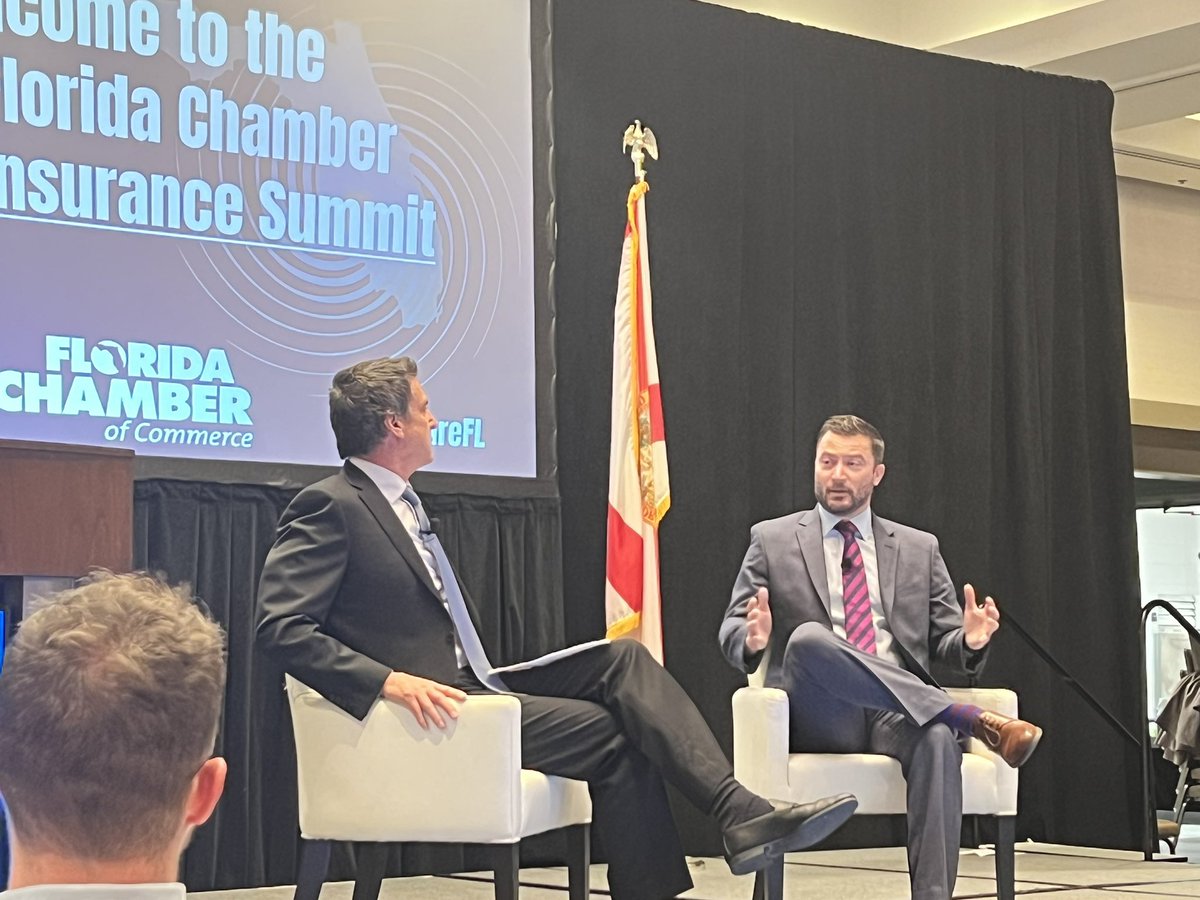 It was a great discussion holding a fireside chat for the Florida Chamber of Commerce Insurance Summit in Orlando this week!  Hard hitting discussions on residential property insurance reforms with David Altmaier, Florida Insurance Commissioner and past NAIC President.