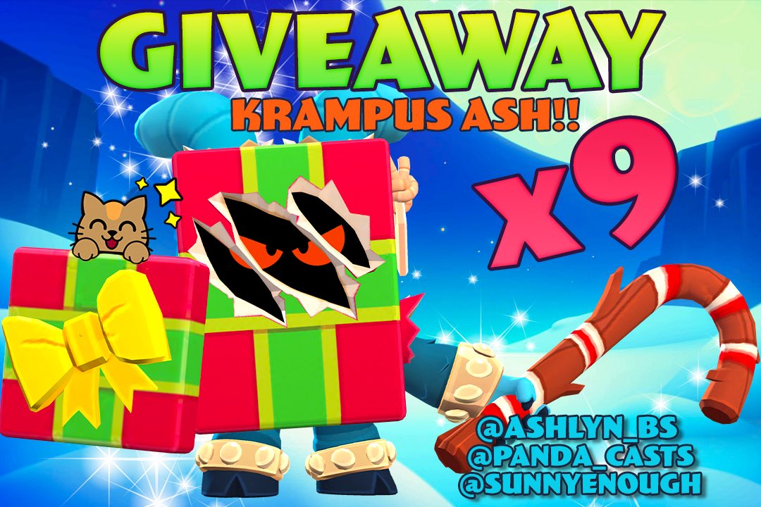 KRAMPUS ASH GIVEAWAY!! 🔥

We’re giving away 9 FREE Krampus Ash skins straight to your inbox in game! To enter:

✅ Follow <a href="/ashlyn_bs/">♥️Ashlyn</a> <a href="/panda_casts/">Code: Pan</a> &amp; <a href="/Sunnyenough/">Sunny</a> 

❤️ LIKE &amp; 🔁 RT 

Good luck!! #KrampusAsh