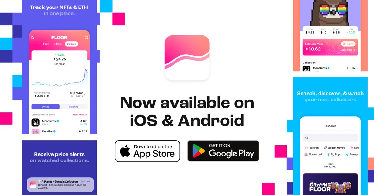 rally_xyz's tweet image. Exciting news — @Floor is now available to download on the App Store &amp;amp; Google Play Store!

Over the past year Floor has become the go-to home of NFTs for thousands of users. Shipping to the App Store is the next step in bringing web3 to millions of users.

mirror.xyz/treasury.floor…