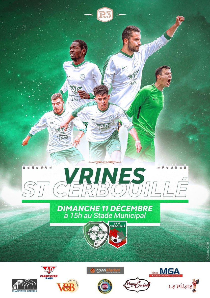 FCVRINES's tweet photo. 🔜 10ème Journée de Championnat de R3 🔥

📅 Dimanche 11 Décembre 2022 
🏟 Vrines
⌚️ 15h

Fc Vrines 🆚 L'Entente Sportive Saint Cerbouillé 

Venez nombreux nombreuses encourager les Vert et Blanc 📣🟢⚪️ https://t.co/B0xdpuxVzJ