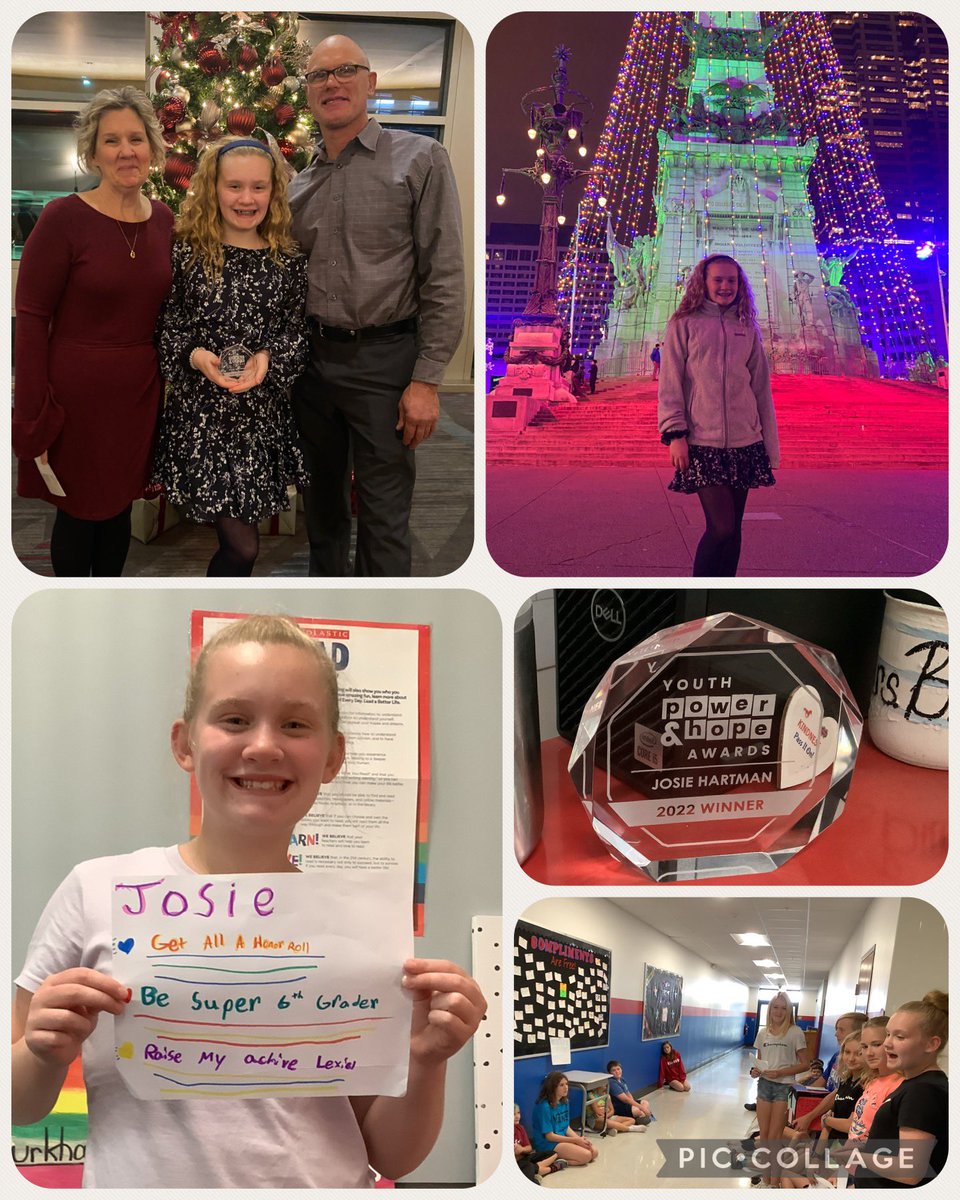 Congrats to Miss Josie Hartman <a href="/ndeschargers/">North Elementary</a> for being one of the five Indiana State Recipients of the Youth Power and Hope Award! This award is for students in fifth through eighth grades who are active leaders in their communities. This girl is a Community Superstar!! ❤️💙👏🏆