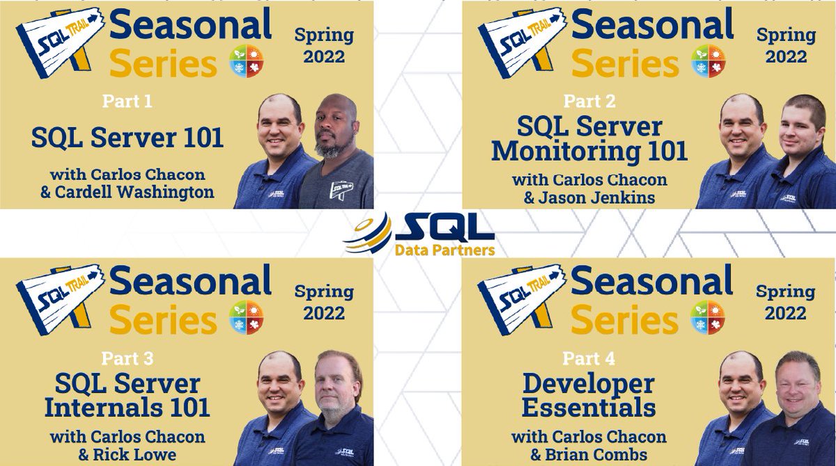 sqldatapartners's tweet image. If you're new to SQL or only need to work with it occasionally, get some tips in our Intro to SQL playlist. Watch The Basics of SQL Server Administration with Carlos Chacon and co-hosts. buff.ly/3FbHvSF
#sqlserver #alwayslearning #sqltrail #sqldatapartners