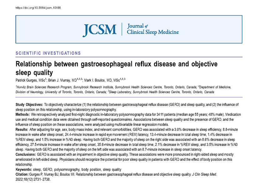 JCSMJournal's tweet photo. Study: GERD is associated with an impairment in objective sleep quality. These associations were more pronounced in right-sided #sleep and mostly ameliorated in left-sided sleep. https://t.co/g7HCTZmfto #GERD #bodyposition https://t.co/ARnExk1mLS