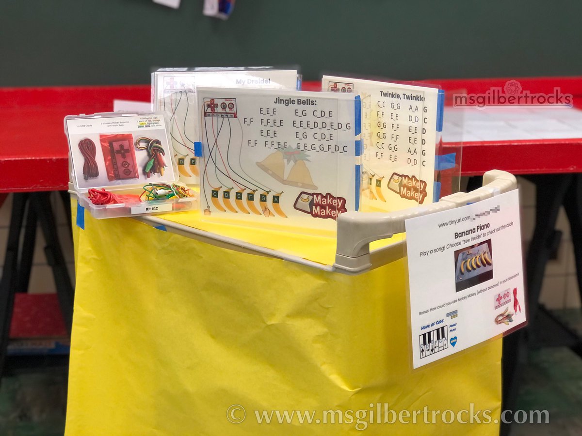 msgilbertrocks's tweet photo. Tomorrow I will assemble yet another #bananapiano, and take students on tour w/the cart…sharing w/our younger students in the building. Almost a decade later and it still never gets old. One of my favorite activities 🤗❤️🍌🎹
#hourofcode #margilly @makeymakey @scratch @hadip https://t.co/1L24fDp56V
