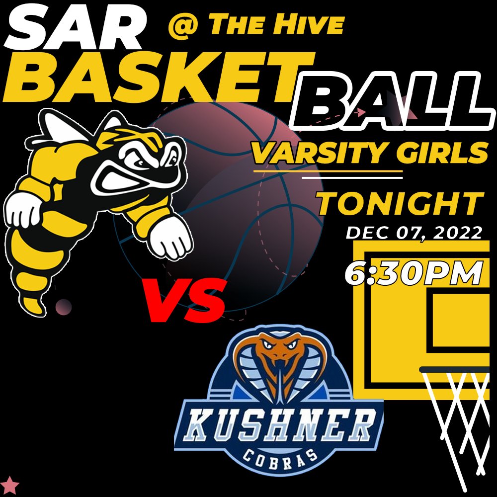 The Varsity Girls Basketball team play again tonight. This time they are facing Kushner at the Hive, show your support, come out and cheer them on... Let's Go Sting! 
#stingsports 
<a href="/sarhighschool/">SAR High School</a>