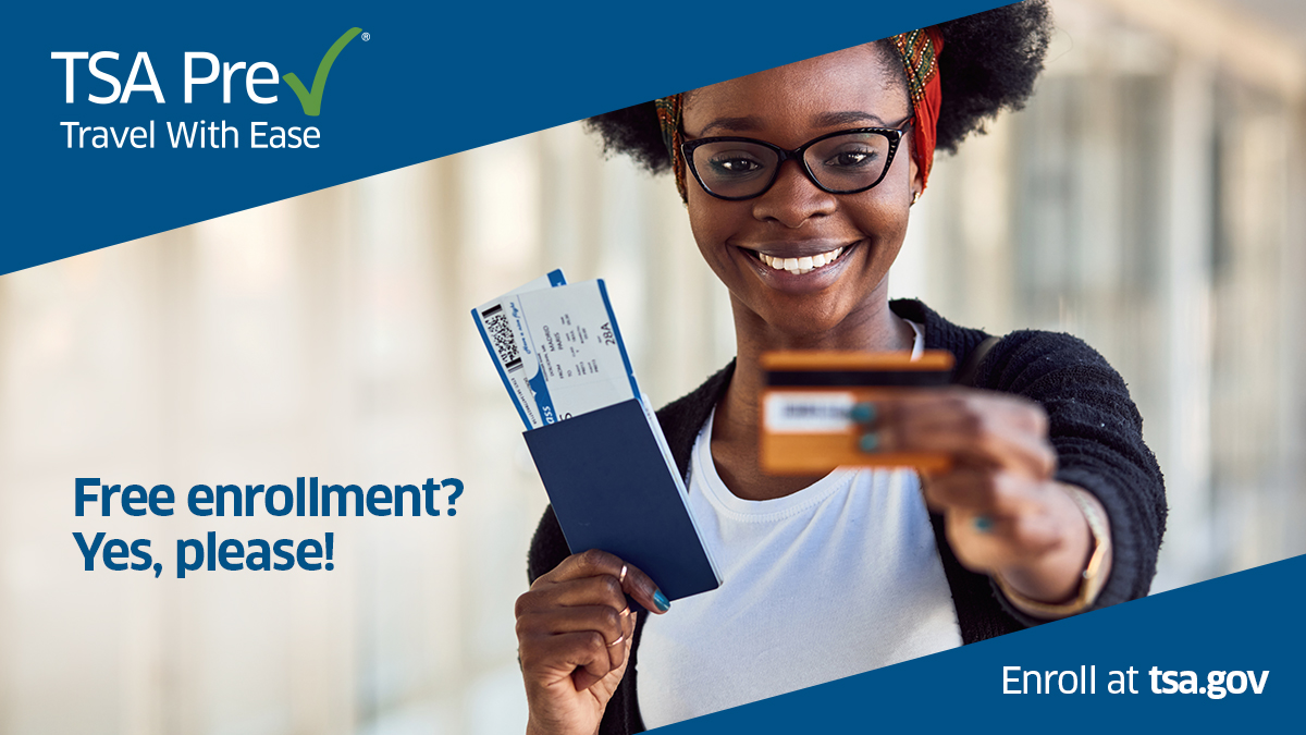 Our next TSA PreCheck® pop-up event is scheduled for January 9-13. TSA PreCheck® allows approved travelers to experience faster, more efficient TSA screenings at participating U.S. airports 5 years—all for only $78. Start your application now ow.ly/OWwp50LXSTm