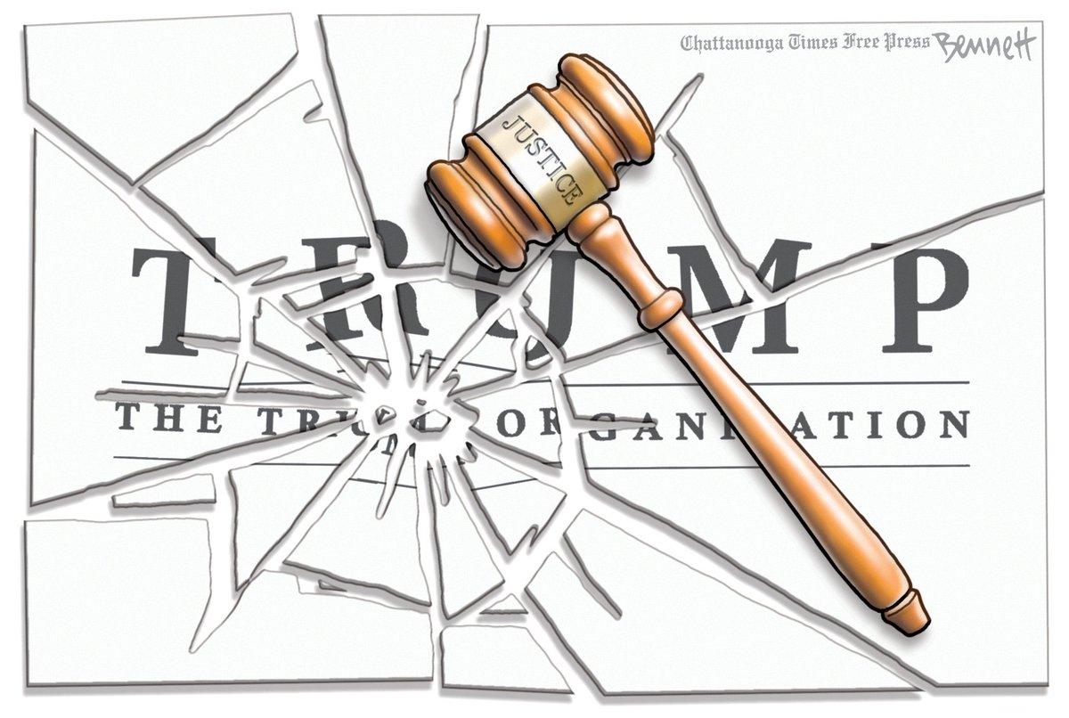 Cartoon4sale's tweet photo. Clay Bennett: Justice! #TrumpOrganizationGuilty #CriminalFraud #TrumpCorporation #TrumpPayrollCorporation #AllenWeisselberg  - political cartoon gallery in London https://t.co/dePcTdnXF6 https://t.co/7ZBo2XyWMa