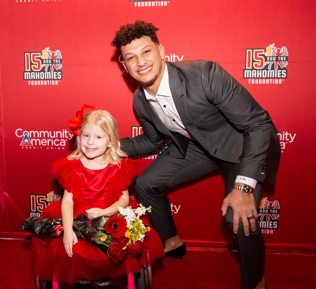 PatrickMahomes's tweet photo. Incredible night at the 3rd Annual @15andMahomies Foundation Gala.

Kansas City shows up big every year and we can’t thank you enough. Over $400,000 in grants were awarded last night to over 25 charities in KC. Huge thanks to our partners and supporters. Let’s keep it going! https://t.co/sCbE4i2IVv