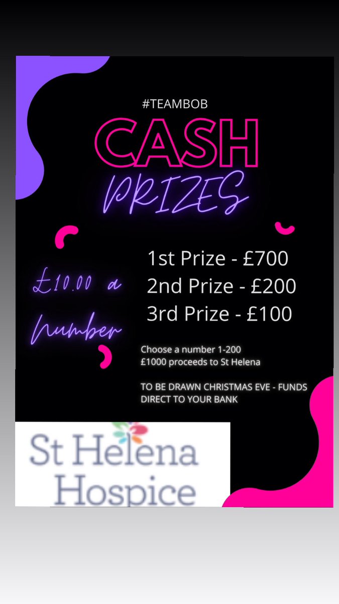 JamieJlynch's tweet photo. DM me for your lucky number, you will be helping raising money for St Helena hospice and could be a winner this Christmas Eve 🎅🏻💵 https://t.co/amwQb7tJfV