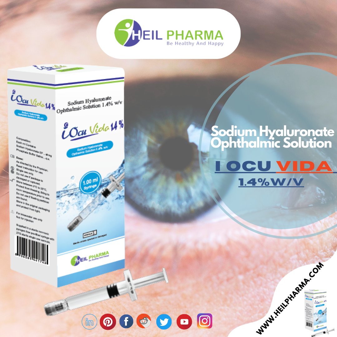 HeilPharma's tweet photo. iOcuVida 1.4% is intended for use during surgery in the anterior and posterior segments of the human eye. It is designed to create and maintain anterior chamber depth and visibility, protecting corneal endothelial cells and other intraocular tissues. https://t.co/POs41v2hl7