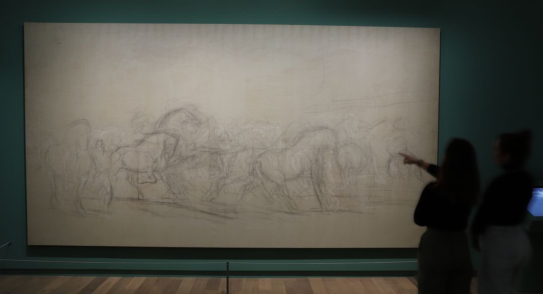 MuseeOrsay's tweet photo. …avec vérité la puissance des chevaux Percherons et la violence des hommes qui les contraignent. 
Des études de détails et de composition sont réunies dans l’exposition et notamment une étude préparatoire à l’échelle du tableau. Cette esquisse...🔽 https://t.co/X9P6CHa0WL