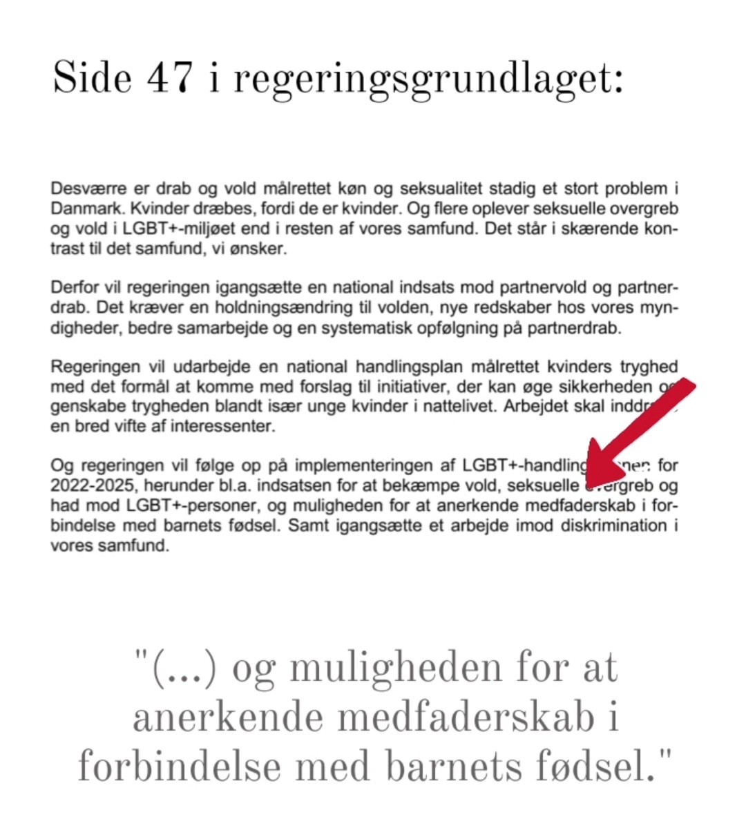 Glæder mig over at borgerforslaget, som i 2022 blev vedtaget som beslutningsforslag, er med i regeringsgrundlaget for SVM regeringen 💜 
#charlieslov #medfaderskab #medfar #dkpol
<a href="/Spolitik/">Socialdemokratiet</a> <a href="/venstredk/">Venstre</a> <a href="/moderaterne_dk/">Moderaterne</a>