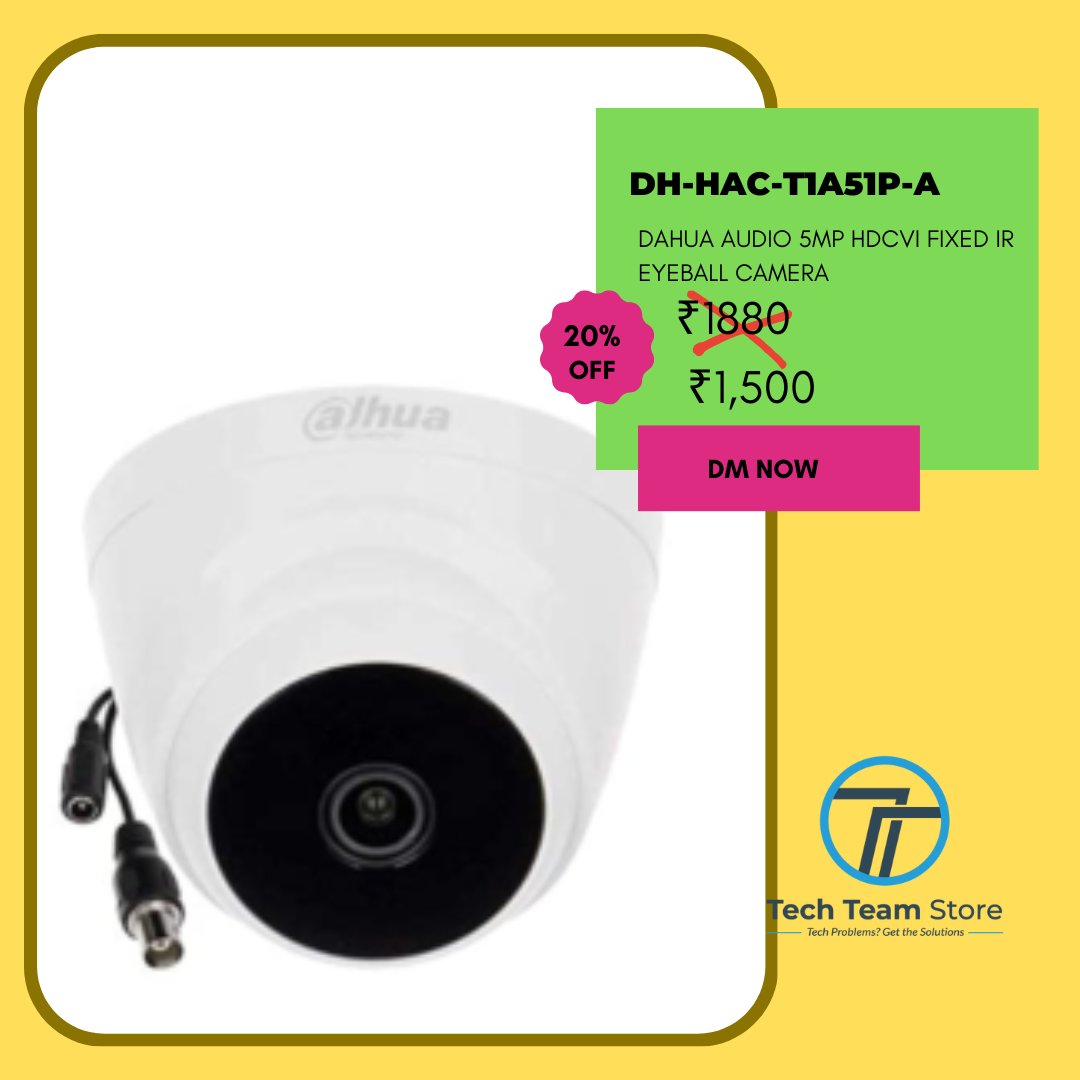 TTStoreCCTV's tweet photo. 🥳 😍 DAHUA Audio 5MP HDCVI Fixed IR Eyeball Camera (DH-HAC-T1A51P-A )🥳 😍 

👉  The parameters and datasheets below can only be applied to A51-S2 series.
👉 In order to use the 5MP 16:9 HDCVI camera, the firmware of XVR must be upgraded to V4.001.0000001.0.R.200908  or version https://t.co/nArhG7lWuh
