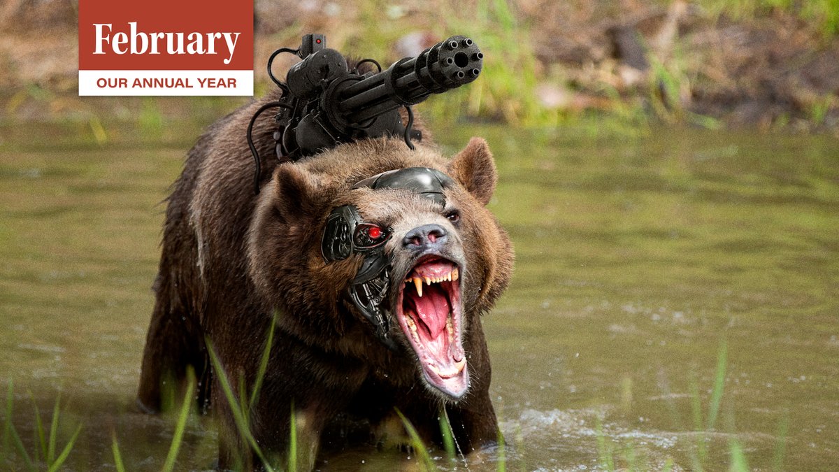 TheOnion's tweet photo. Tech Leaders Justify Project To Create Army Of AI-Controlled Bulletproof Grizzly Bears As Inevitable Part Of Progress https://t.co/aV4iXqtjVk https://t.co/Jr9aZCyqOd