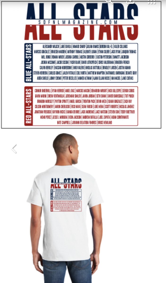 SDFNLMagazine's tweet photo. SDFNL 2022 Rosters shirts will be available for purchase tomorrow at https://t.co/NwFXKxikgm Get yours. Limited amount. https://t.co/fp0cqwwQ2x