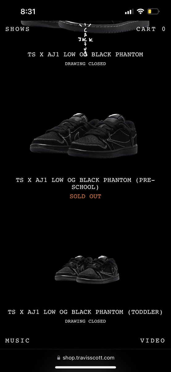 cookRMFT's tweet photo. @JustFreshKicks Emails still going out ???? Only one that shows sold out https://t.co/chdqI6anrj